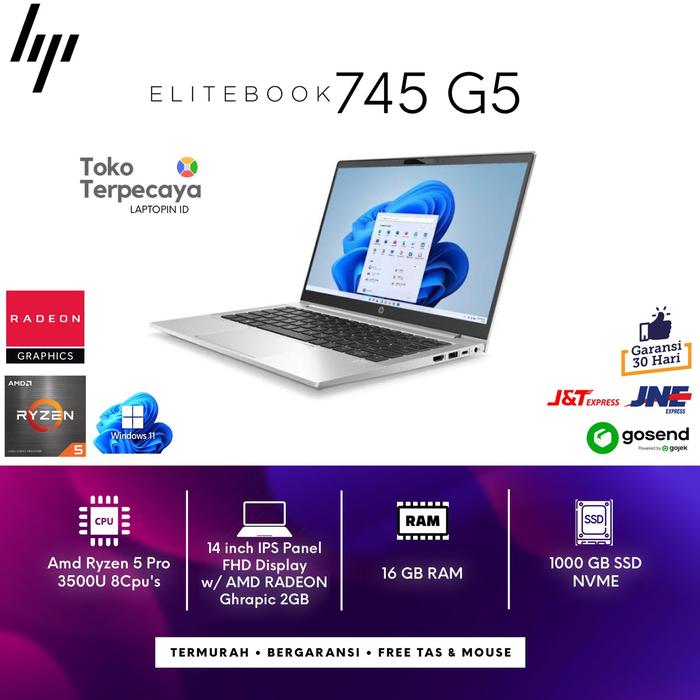 Jual LAPTOP GAMING HP ELITEBOOK 745 G5 AMD RYZEN PRO 16GB RAM