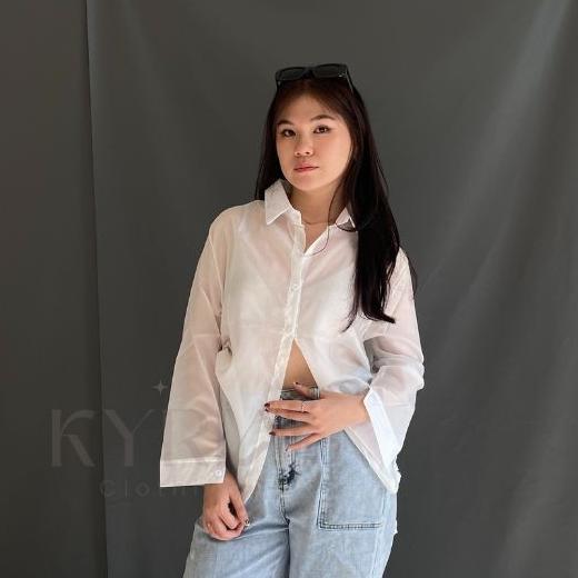 Gambar TENCEL KATUN X30 CILLA SHIRT /KEMEJA WANITA IMPORT/ATASAN WANITA KOREA - Putih dari MILENA-STORE undefined Tokopedia