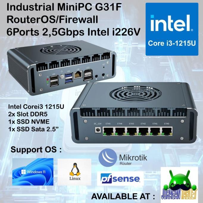 Gambar Industrial Mini Pc G31F Core I3 1215U 6 Port Lan 2.5G Intel I226V Support Pfsense Mikrotik X86 Proxmox Linux Windows 11 Os Terlaris - 8/256GB SSD dari AI Code undefined Tokopedia