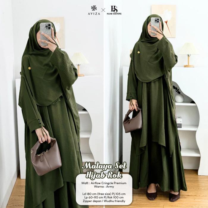Gambar setelan rok muslim super jumbo set rok hijab muslim jumbo polos malaya - army dari Wirawan Asli undefined Tokopedia