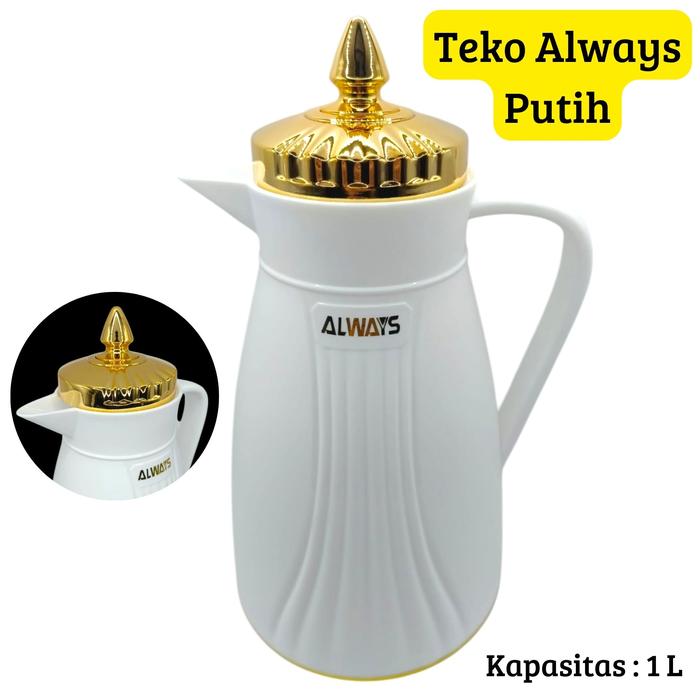 Gambar Teko Arab 1 Liter Vacuum Flask / Termos Arab Air Zamzam - AlwaysPutih dari Fashion Muslim Dunia undefined Tokopedia