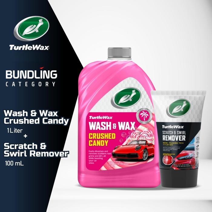 Gambar Turtle Wax [BUNDLE] Wash & Wax Crushed Candy + Scratch & Swirl Remover Shampoo Sampo Sabun Cuci Mobil Motor Cairan Kental Busa Foam Wangi Penghilang Baret Body Mobil Motor Helm Kulkas Meja Kayu Pernis Aplikasi Manual Finishing Gloss dari Turtle Wax Indonesia undefined Tokopedia