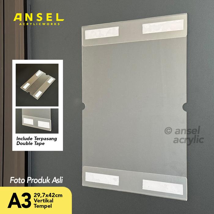Gambar Frame Akrilik Tempel Dinding - Bingkai Brosur Poster Flyer Sign - ukuran A3 - A3 Vertikal dari ANSEL Acrylic Shop undefined Tokopedia