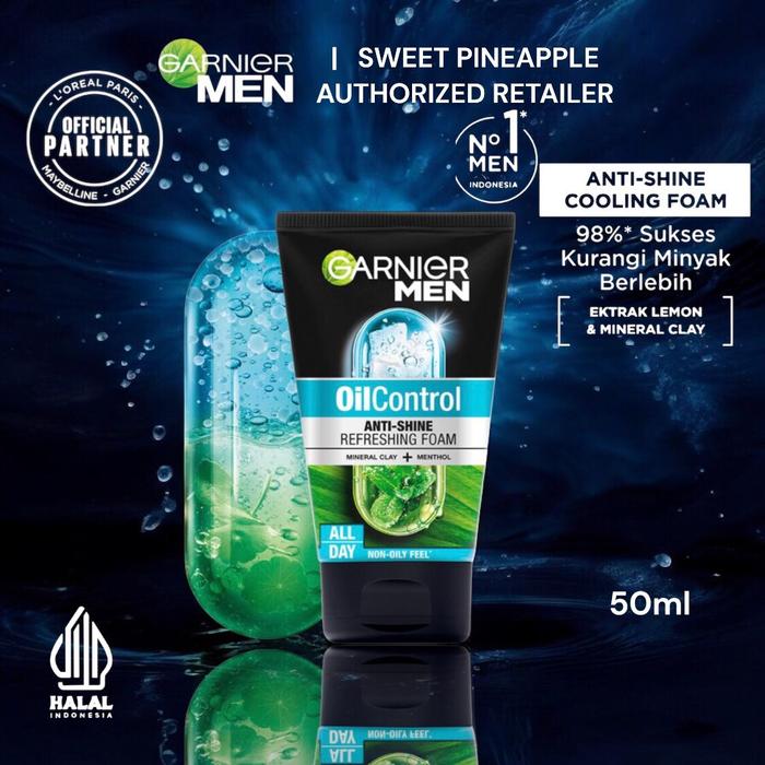 Gambar Garnier Men Turbolight Oil Control Brightening Cooling Foam - 100ml - 50ml KECIL dari Nate&Molly undefined Tokopedia