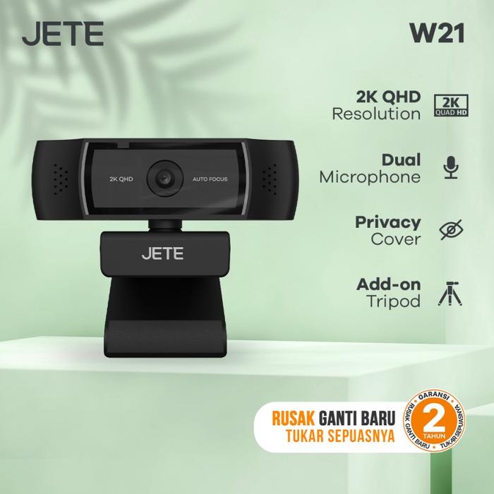 Gambar Webcam JETE W21 Web Cam 2K QHD 1440p Kamera Microphone Handphone Laptop Komputer With Privacy Lens Cover For Live Video Meeting Tripod Camera Auto Focus - W21 2k QHD dari JETE Authorized Store undefined Tokopedia