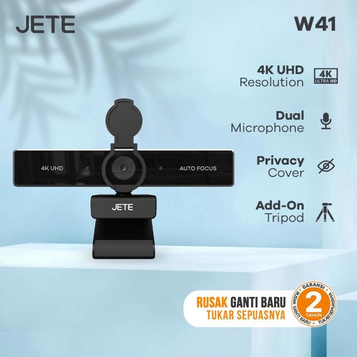 Gambar Webcam JETE W41 Web Cam 4K Ultra HD Kamera handphone Laptop Computer Dual Microphone Privacy Penutup Lensa For Live Video Meeeting Tripod Camera Auto Focus - W41 4K UHD dari JETE Authorized Store undefined Tokopedia