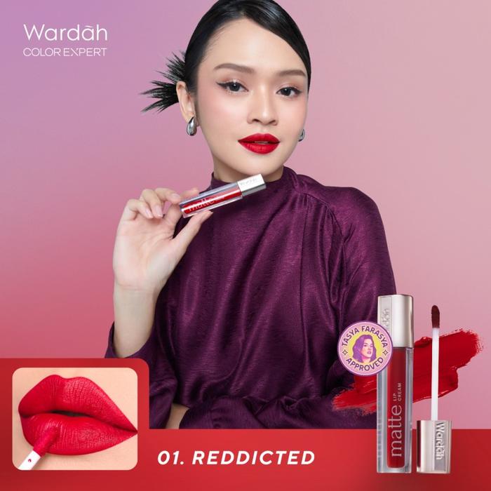 Gambar WARDAH MATTE LIP CREAM INTENSE TAHAN LAMA MATTE FINISH INTENS LUSHLIP LIQUID LIPSTICK CAIR SPF 20 PA++ NON DRY PEWARNA BIBIR CAIR EXCLUSIVE - 01 RED-DICTED dari Toko Obat Palembang Bandung undefined Tokopedia