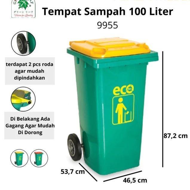 Gambar Atari - Tempat Sampah 100 120 240 360 Liter Roda Dustbin Eco Green Leaf – Tebal, Kuat, dan Tahan Lama - 100 Liter dari PD LESTARI NEW undefined Tokopedia