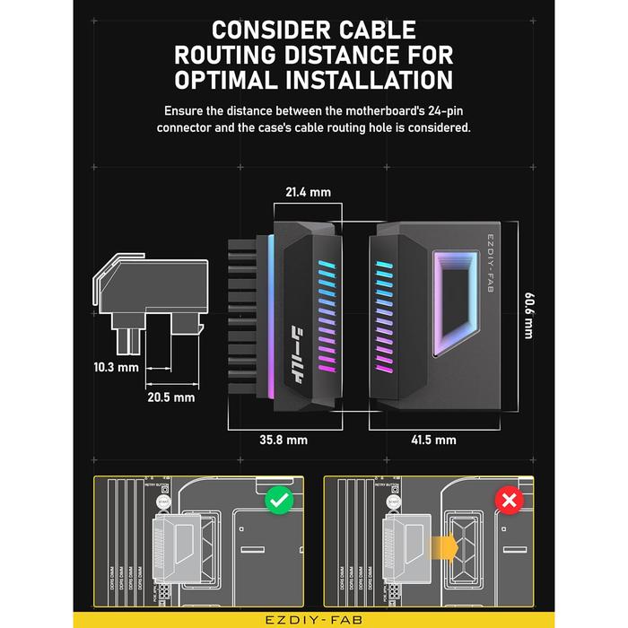Gambar EZDIY-FAB MotherBoard ATX 24 Pin 180 Degree - Angle Adapter ARGB - Hitam dari NetRunner undefined Tokopedia