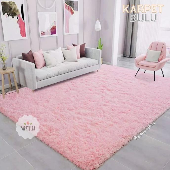 Gambar VIRAL KARPET BULU KASUR BULU KARPET LANTAI 200X150CM TEBAL 2CM ( PINK MUDA ) dari styleliving77 undefined Tokopedia
