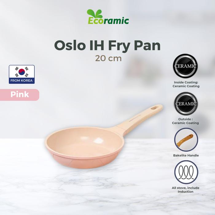 Gambar ECORAMIC OSLO PINK SERIES - Wajan Induksi / Pan Multifungsi / Penggorengan - Fry Pan 20cm dari TOKEBI Official undefined Tokopedia