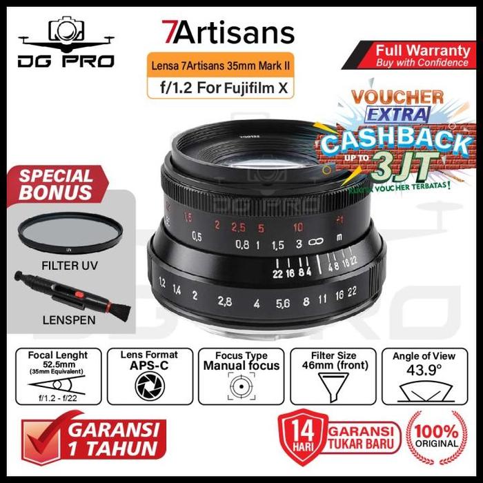 Gambar Lensa 7Artisans 35Mm F1.2 Fuji X - Fujifilm Xa3 Xa5 Xt2 Xt20 Xt100 Termurah - PAKET STANDARD dari JRL STORE undefined Tokopedia