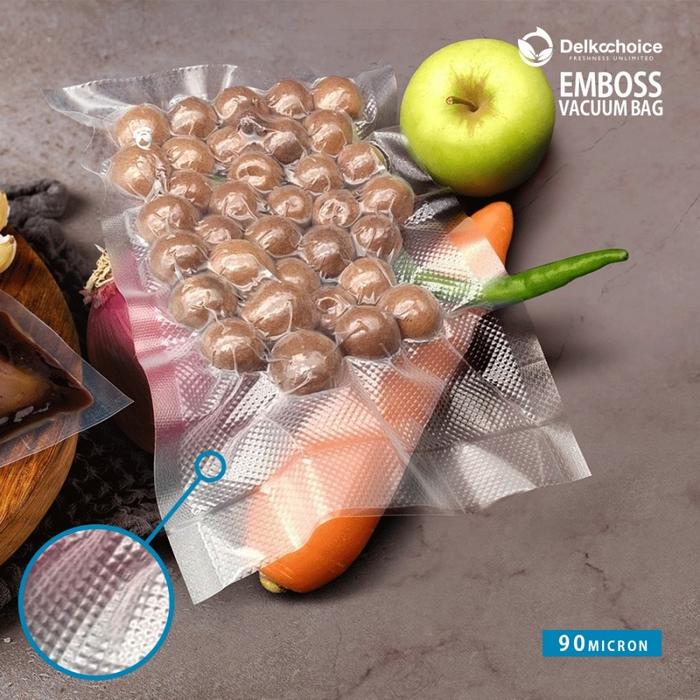 Gambar (PACK) Vacuum Bag 25x30cm Plastik Vakum Polos Emboss Vacum Sealer Makanan Delkochoice - Emboss Bening, 25x30cm dari kilat packing undefined Tokopedia