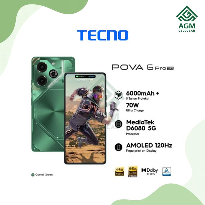 Gambar HANDPHONE TECNO POVA 6 PRO 5G RAM 12GB/256GB (Meteorite Grey & Comet Green) - Comet Green, 12GB/256GB dari AGM Cellular undefined Tokopedia
