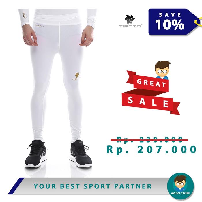 Gambar Best seller_ Tiento Baselayer Men Rashguard Compression Celana Panjang Olahraga Pria Ketat Renang Lari Sepeda Snorkeling Diving Running Fitness Zumba Leggings Sport Cowok Gym Legging Stretch Running Leging Tight Long Pants White _Eolindo store - S, Putih dari Eolindo store undefined Tokopedia