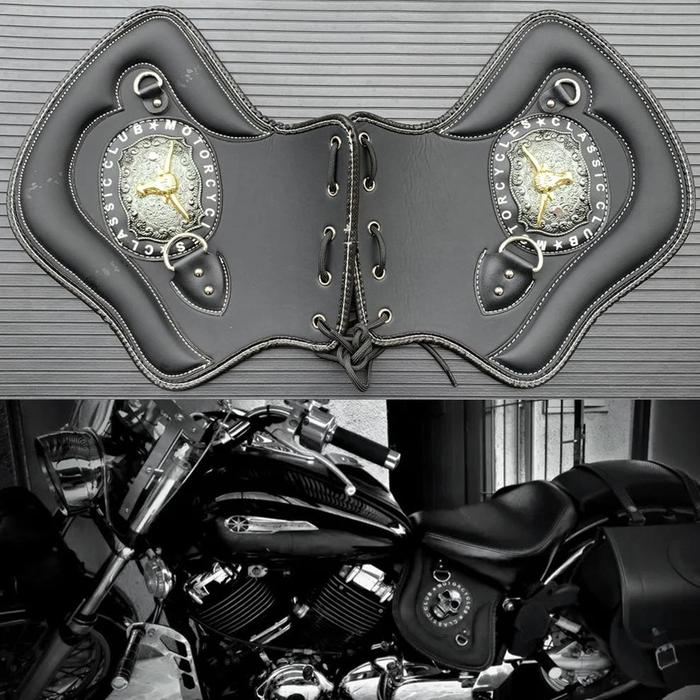 Jual Motorcycle PU Leather Front Heat Saddle Shield Deflectors For