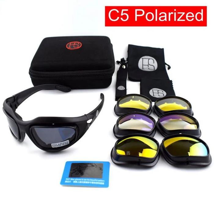Gambar Tactical Glasses 4 Lens Men Army Hunting Shooting Glasses Motorcycle Hiking Polarized Sunglasses X7/C5 Tactical Airsoft Goggles - FS C5 Polarized, CHINA dari Allure Couture88 undefined Tokopedia