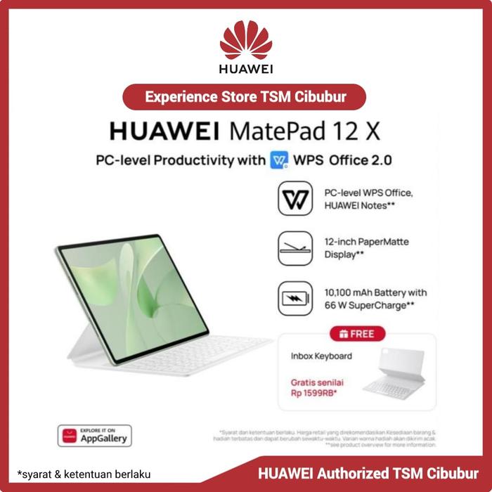Gambar HUAWEI MatePad 12 X Tablet | PC-level WPS Office | PaperMatte Display | GoPaint | 66 W SuperCharge - Greenery  dari Huawei TSM Cibubur undefined Tokopedia