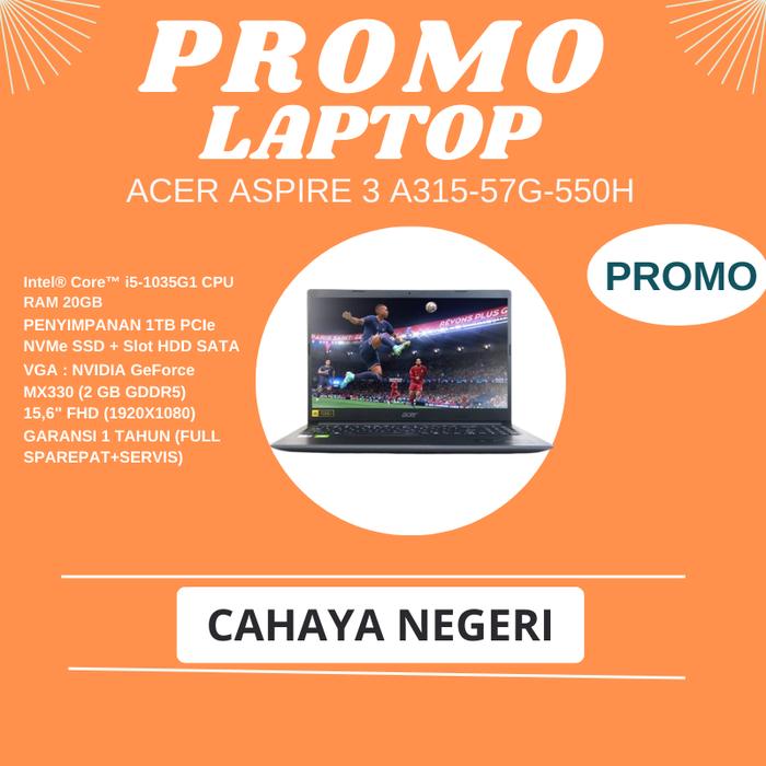 Jual PROMO LAPTOP Acer Aspire A315-57G-550H CORE I5 RAM 20GB SSD