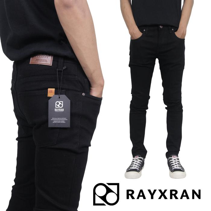 Gambar RAYXRAN Celana Jeans Panjang Hitam Pria Slimfit Skinny Jumbo Denim Stretch - Hitam, S (27-28) dari Rayxran undefined Tokopedia