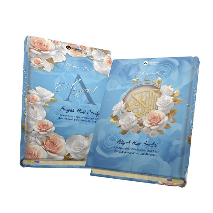 Gambar Al Quran Custom Rose Series | Edisi terbaru 2025 | Ukuran sedang A5 - Biru dari Toko Qur'ankita undefined Tokopedia