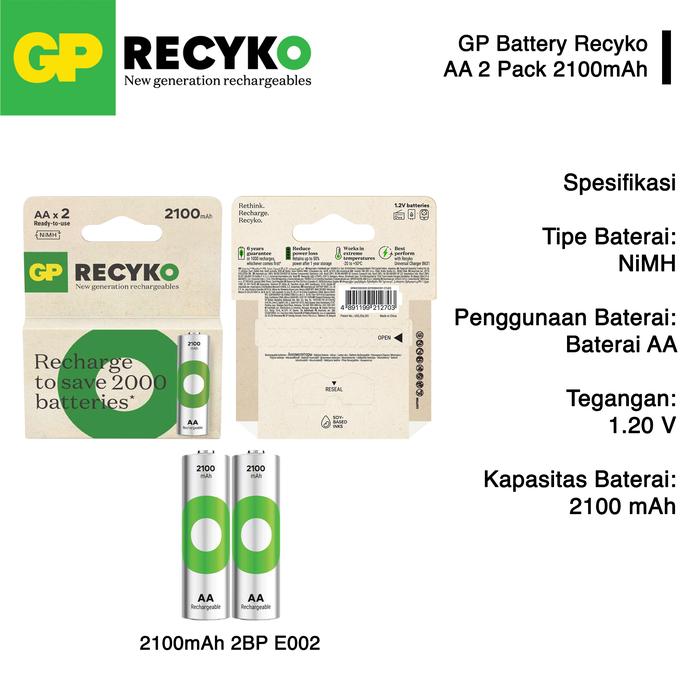 Gambar Baterai Cas Batre Isi Ulang AA A2 Mainan Remote Wireless Senter Mic - 2100mh 2BP E002 dari Glodok123 undefined Tokopedia