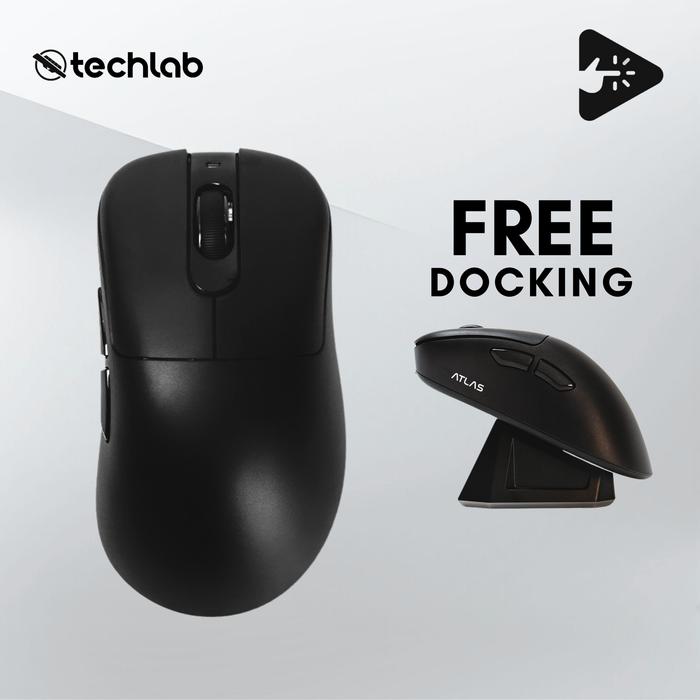 Gambar Press Play ATLAS Ergonomic Ultralight Wireless Gaming Mouse with Charging Dock | PressPlay Atlas - Black, Mouse Only dari TECHLAB ID undefined Tokopedia