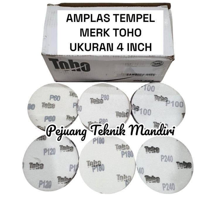 Gambar TOHO AMPLAS BULAT GRIT 60 / 80 / 100 / 120 / AMPLAS TEMPEL 4" - GRIT P80 dari PEJUANG TEKNIK MANDIRI undefined Tokopedia