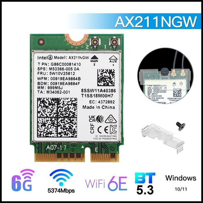 Jual Terbaru Wifi 6E Card Wireless 6 Intel Ax211 Bt 5.3 Ngff Cnvi ...