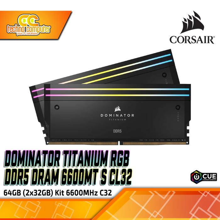 Gambar RAM DDR5 CORSAIR DOMINATOR TITANIUM RGB 64GB (2x32GB) Kit 6600MHz CL32 dari Techno Computer Bali undefined Tokopedia