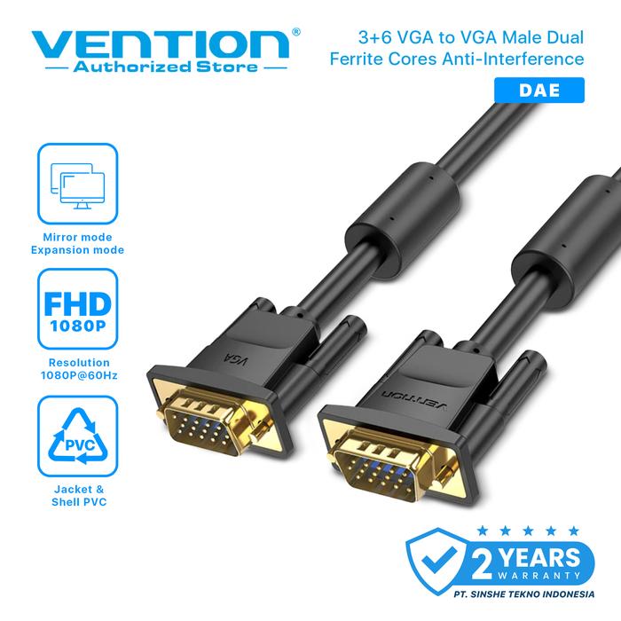 Gambar Vention DAE 30M Kabel VGA Male to Male with Ferrite Cores - DAE 3+6 dari Vention Authorized Store undefined Tokopedia