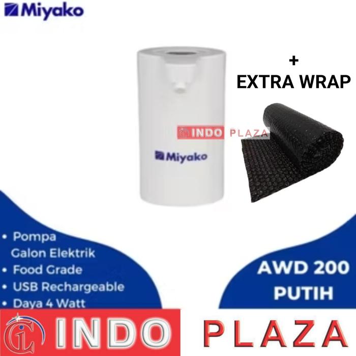 Gambar POMPA GALON ELEKTRIK MIYAKO AWD-200 DAPAT DICAS ULANG / RECHARGEABLE - Putih+Extrawrap dari indoplazamedan undefined Tokopedia