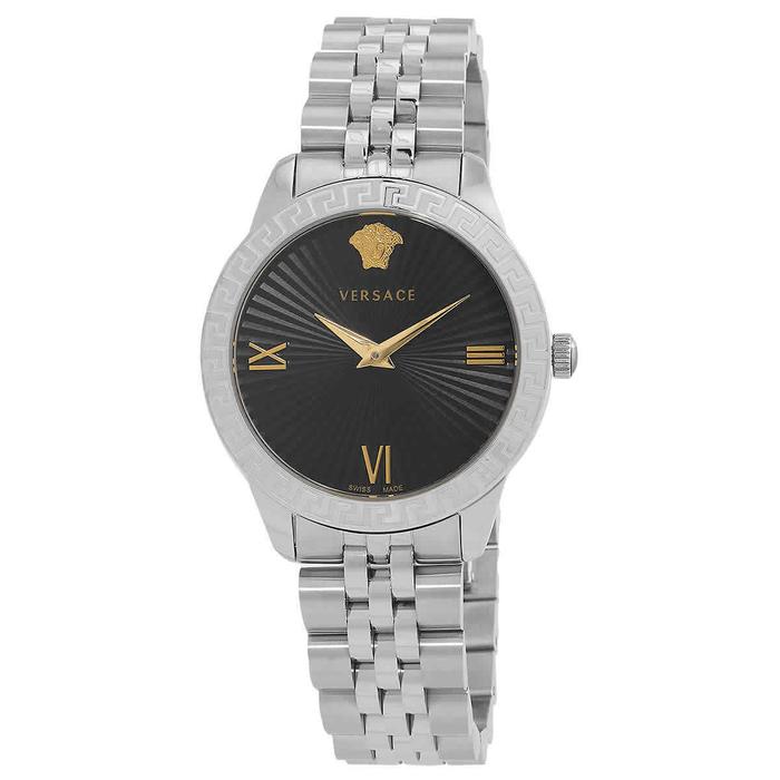 Jam Tangan Versace Greca Signature Quartz Black Dial Ladies Watch Vevc00419