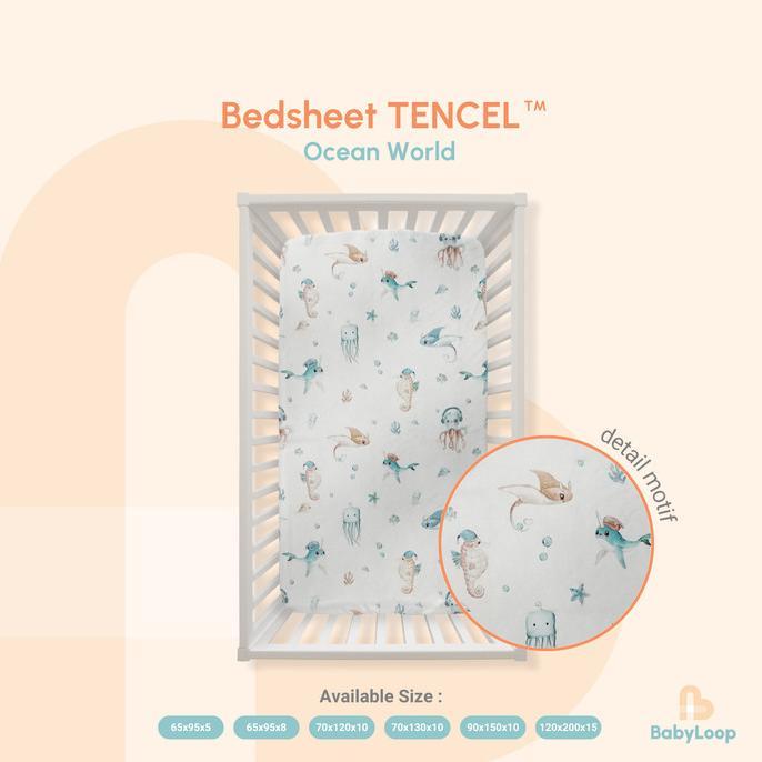 Gambar NEW SPREI TENCEL - TENCEL BEDSHEET CUTE - BABY LOOP - Ocean World, 65x95x5 dari zida@ undefined Tokopedia