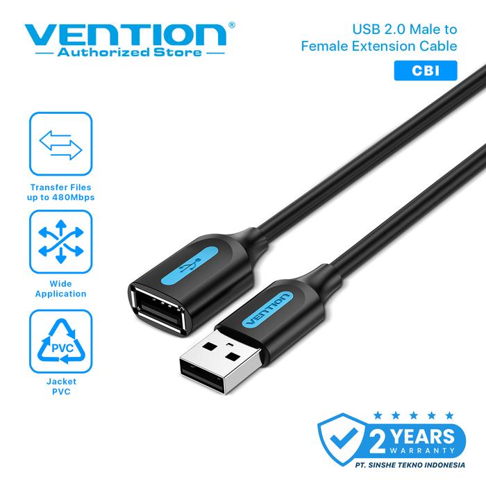 Gambar Vention Kabel Usb 3.0 2.0 Extension Male to Female - CBI USB 2.0, 0.5m dari Vention Authorized Store undefined Tokopedia
