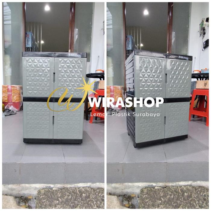 Gambar Lemari Pakaian Plastik Tabitha Mini Small Series New Diamond Serbaguna Motif Minimalis Kunci Kaca Susun 2 - 5 Pintu - ND BC abu-2, no bubble dari wirashop888 undefined Tokopedia