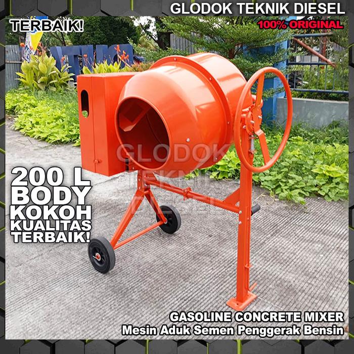 Jual Mesin Molen Aduk Semen Cor Beton Penggerak Bensin 200 Liter ...