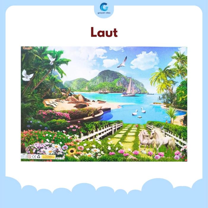 Gambar Poster Pemandangan Alam Lukisan Aneka Motif - laut dari Gosyen Toys undefined Tokopedia