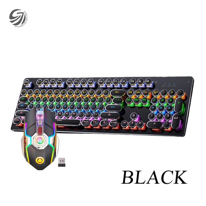 Gambar CIJI SET KEYBOARD MOUSE GAMING 7 warna Lampu LED RGB(Mekanik+Wireless) - Hitam dari CIJI.OFFICIAL undefined Tokopedia