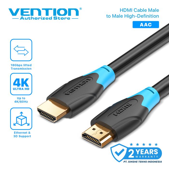 Gambar Vention [AACBL 10M] Kabel HDMI 3D v2.0 4K UHD High Speed Quality - AAC Black dari Vention Authorized Store undefined Tokopedia