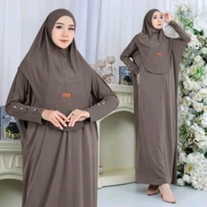 Gambar Abaya set hijab terbaru baju gamis syar'i polos Jersey premium by aisyahnuha - Espresso dari aisahnuha undefined 5 Tokopedia