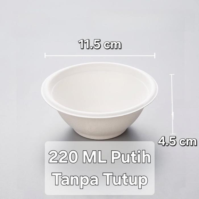 Gambar [10 PCS] Bagasse Eco Bowl Mangkok Mangkuk Soup Sup Dessert Kecil Bowl Kertas Kemasan Tahan Panas - 220ml Putih aja dari juraganpackaging.id undefined Tokopedia
