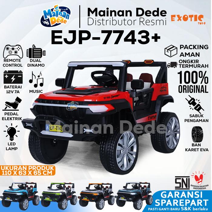 Gambar Mainan Mobil Aki Anak EXOTIC EJP7743+ JOK KULIT BAN KARET EJP 7743+ - Merah, DUS BAWAAN dari Mainan Anak Dede undefined Tokopedia