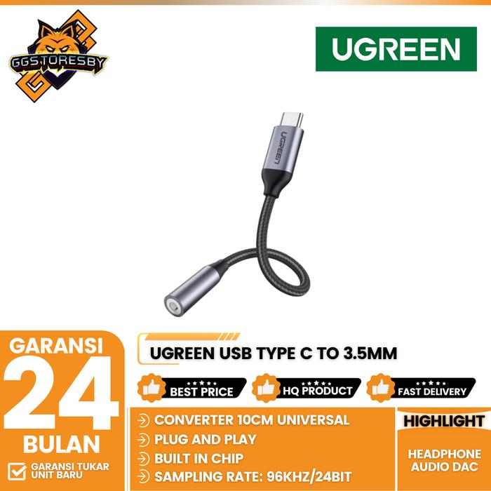 Gambar UGREEN USB TYPE C TO 3.5MM HEADPHONE AUDIO DAC CONVERTER 10CM - DAC dari GGSTORESBY undefined Tokopedia