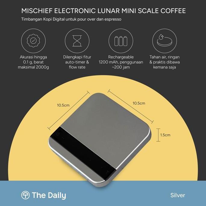Gambar Baru | Mischief Electronic Lunar Mini Coffee Scale - Timbangan Kopi Kecil Digital Led Putih Hitam Kitchenware - Asli - Silver dari Edibles Kitchen undefined Tokopedia