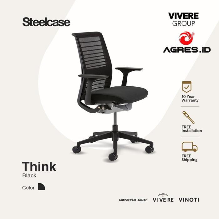 Gambar STEELCASE Think Task Chair / Kursi Kerja / Chair with Headrest - BLACK dari AGRES ID undefined Tokopedia