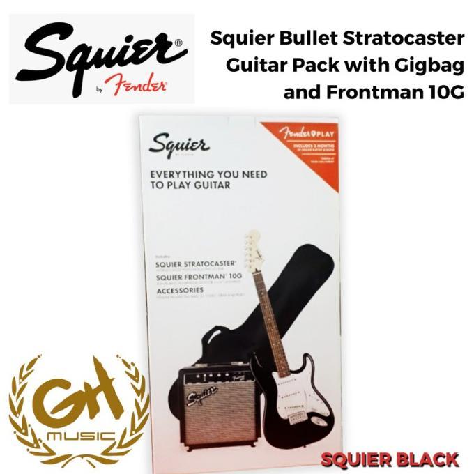 Gambar Squier Sonic Stratocaster Guitar Pack W/Gigbag & Frontman 10G #Gratisongkir - Hitam dari TRUES MUCIK undefined Tokopedia
