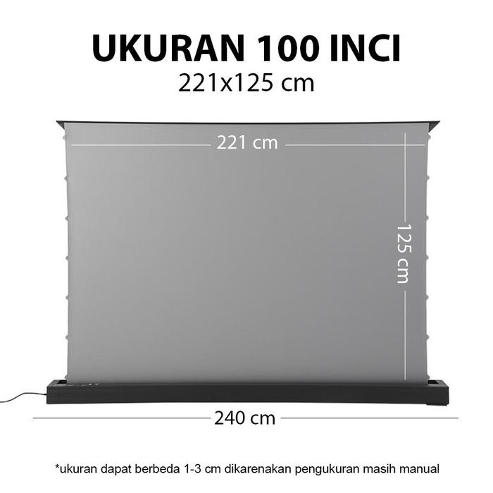 Gambar STOK READY Screen Projector Motorized Floor Up 100 120 Inch | Layar Proyektor Elektrik Motorized | Screen Projector Portable | Layar Gulung Otomatis - 100 INCH dari CV JAZATA undefined Tokopedia