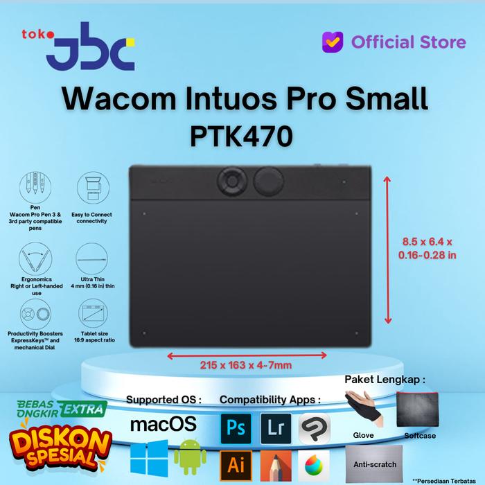Wacom intuos pro small PTK 470 PTK470 Medium PTK 670 PTK670 pen  tablet drawing Garansi resmi Wireless Small PTK470