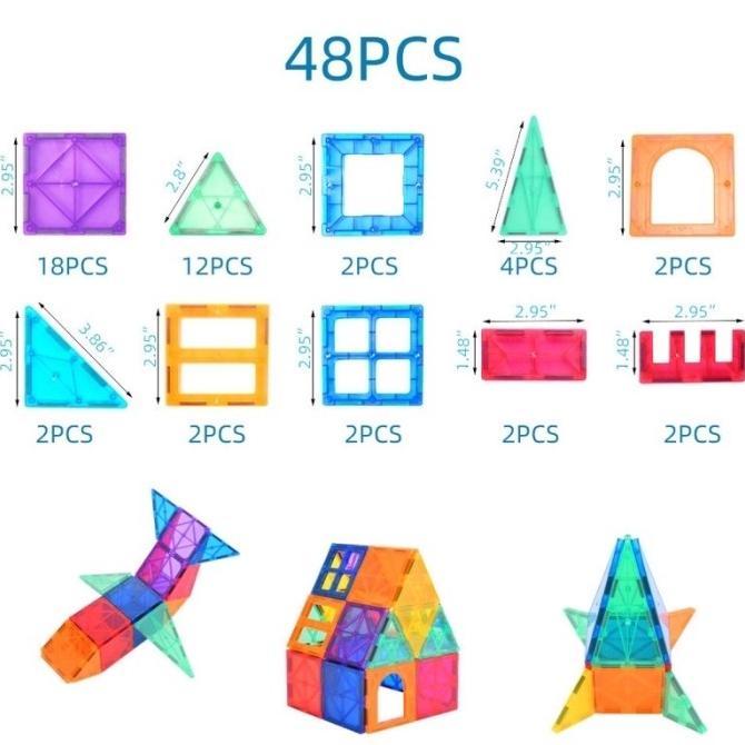 Gambar Magnetic Tiles 48 Pcs- Magnatiles Alike - Balok Magnet Kado Anak #Gratis_Ongkir dari KIDDIFUN undefined Tokopedia
